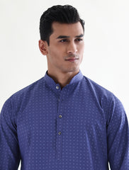 DENIM BLUE JACQUARD FABRIC KURTA