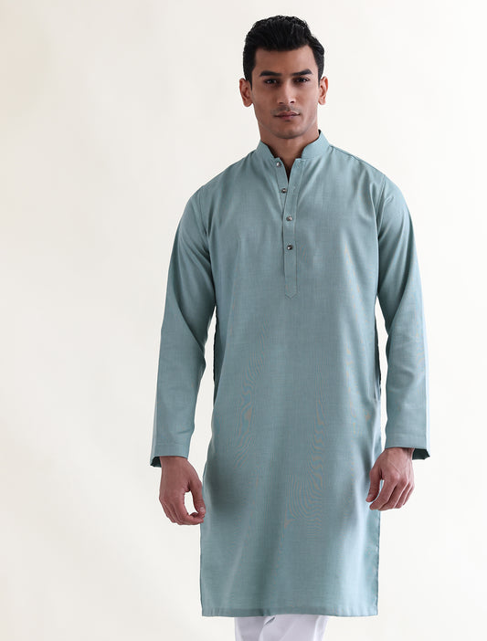 LIGHT GREEN OXFORD PIN POINT EGYPTIAN COTTON KURTA