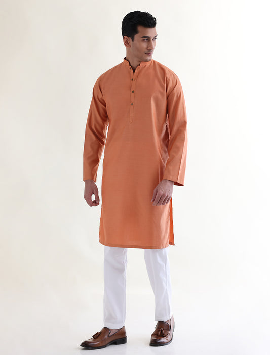 ORANGE TWO TONE FABRIC KURTA