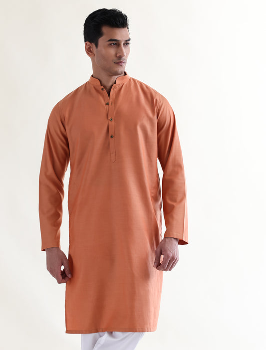 ORANGE TWO TONE FABRIC KURTA