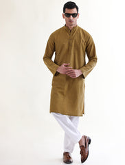 MUSTARD TOW TONE TEXTURED KURTA