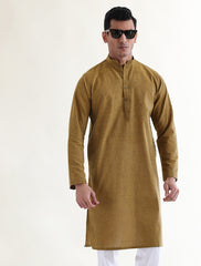 MUSTARD TOW TONE TEXTURED KURTA