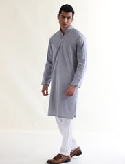 LIGHT GRAY PINK MICRO DOTS COTTON KURTA