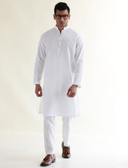 WHITE COTTON SELF-TEXTURED COTTON FABRIC