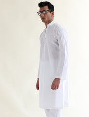 WHITE COTTON SELF-TEXTURED COTTON FABRIC