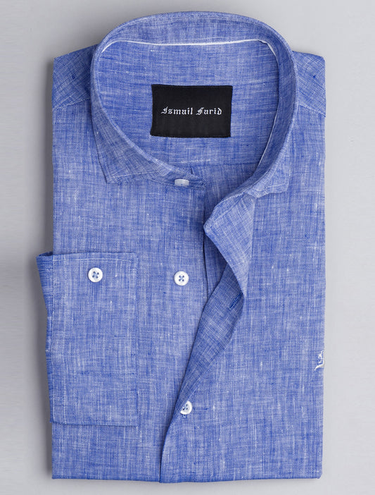 BLUE TEXTURE LINEN SHIRT