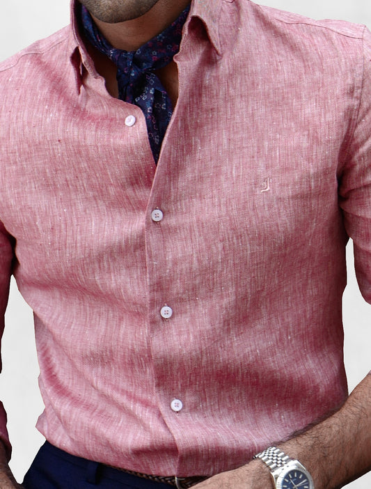 RED LINEN SHIRT