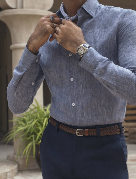 DENIM BLUE LINEN SHIRT