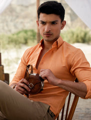 ORANGE CLASSIC COLLAR LINEN SHIRT