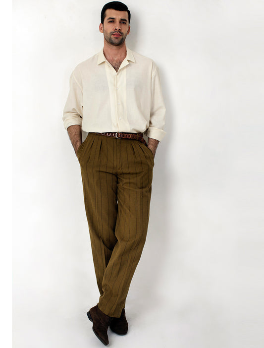 OFFWHITE LINEN SPREAD COLLAR SHIRT