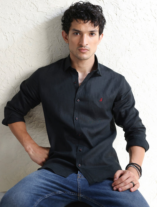 BLACK LINEN SHIRT