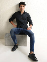 BLACK LINEN SHIRT