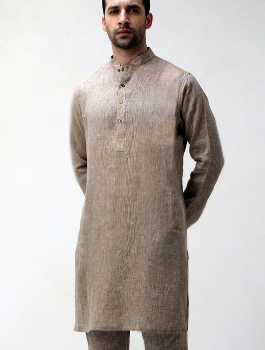 BEIGE LINEN KURTA PAJAMA