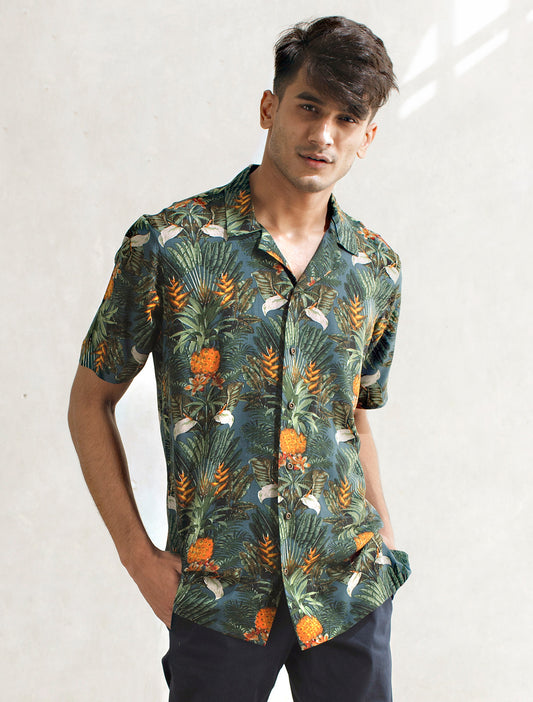 CLASSIC TROPICAL LEAF FLORAL SHIRT