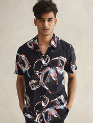 NAVY ABSTRACT PRINT SHIRT