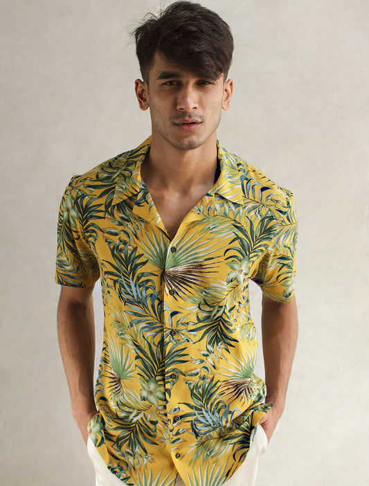 LEMON TROPICAL LEAF SHIRT