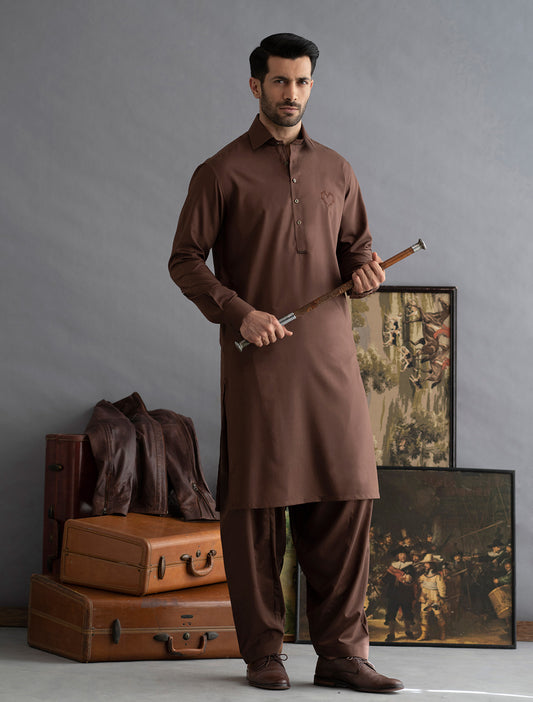 BROWN LIGHT-WEIGHT KAMEEZ SHALWAR