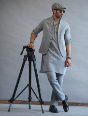 MEDIUM GREY-LINEN WAISTCOAT