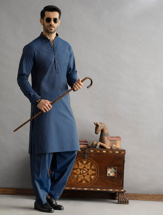 STRONG BLUE (TWO TONE) KAMEEZ SHALWAR