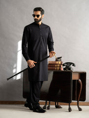 BLACK VELVET APPLIQUE KAMEEZ SHALWAR