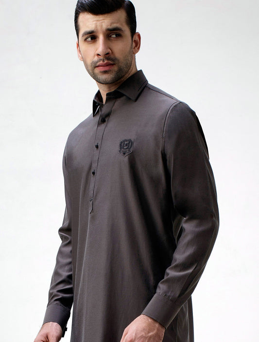BROWN MONOGRAM KAMEEZ SHALWAR