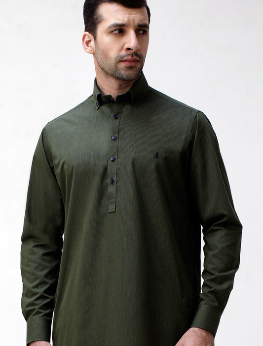 GREEN BUTTON DOWN KAMEEZ SHALWAR