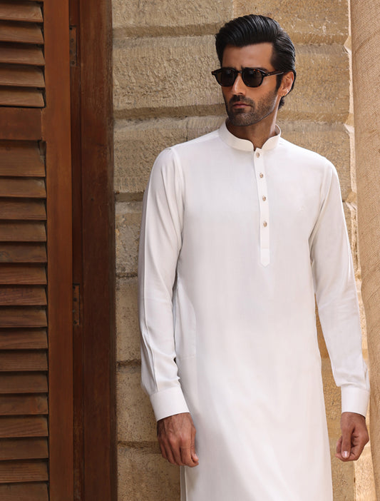 OFF WHITE OXFORD PIN POINT KAMEEZ SHALWAR