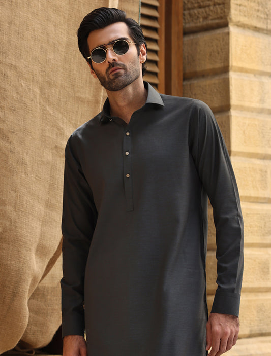 DARK BROWN AQUA UNIQUE TWO TONE SHADE KAMEEZ SHALWAR