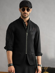 BLACK- ZIP FASTENING WAISTCOAT