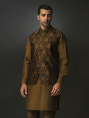 DARK BROWN FLORAL WAISTCOAT