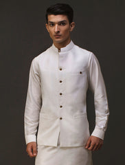 OFFWHITE WAISTCOAT WITH FRONT MONOGRAM PLATE