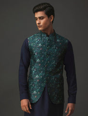 GREEN DIGITAL PRINT WAISTCOAT