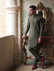 GREEN COTTON SILK KURTA PAJAMA