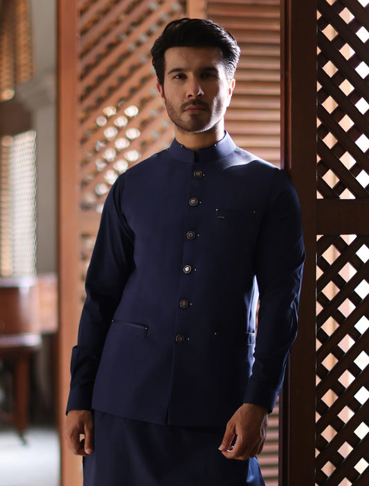 BLUE ISMAIL FARID SIGNATURE WAISTCOAT