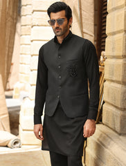 BLACK VELVET MONOGRAM WAISTCOAT