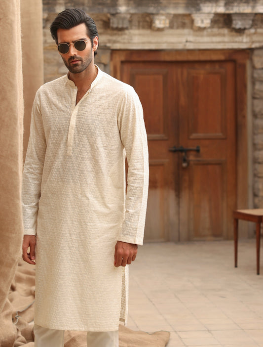 CREAM EMBROIDERED KURTA