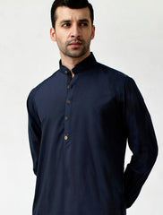 NAVY BLUE METAL LOGO EMBALISHED KAMEEZ SHALWAR