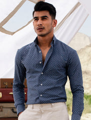 DENIM BLUE PRINTED SHIRT