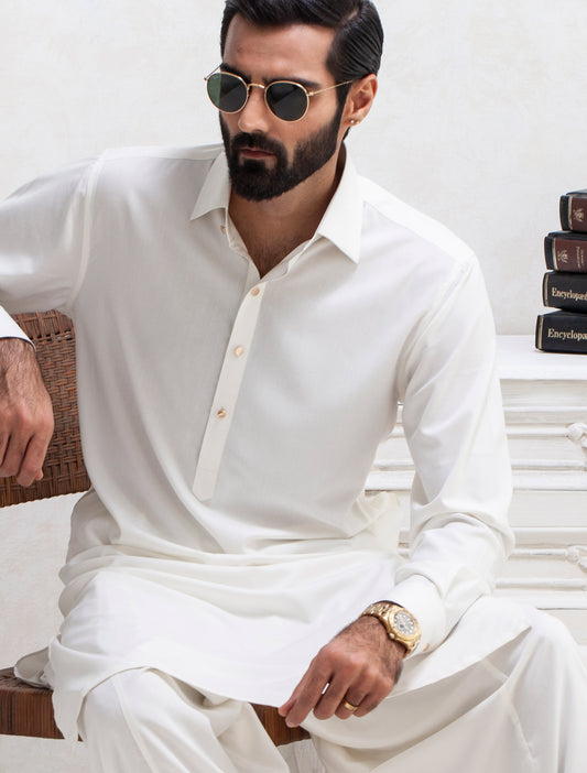 PEARL WHITE CLASSIC KAMEEZ SHALWAR