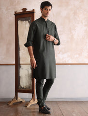GREEN TEXTURED KURTA WITH MATCHING PAJAMA
