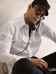 WHITE PREMIUM COTTON DESIGNER SHIRT