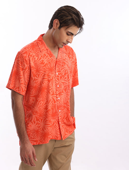 ORANGE PRINTED SHIRT