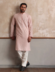 PINK EMBROIDERED KURTA WITH LOOPS BUTTONS