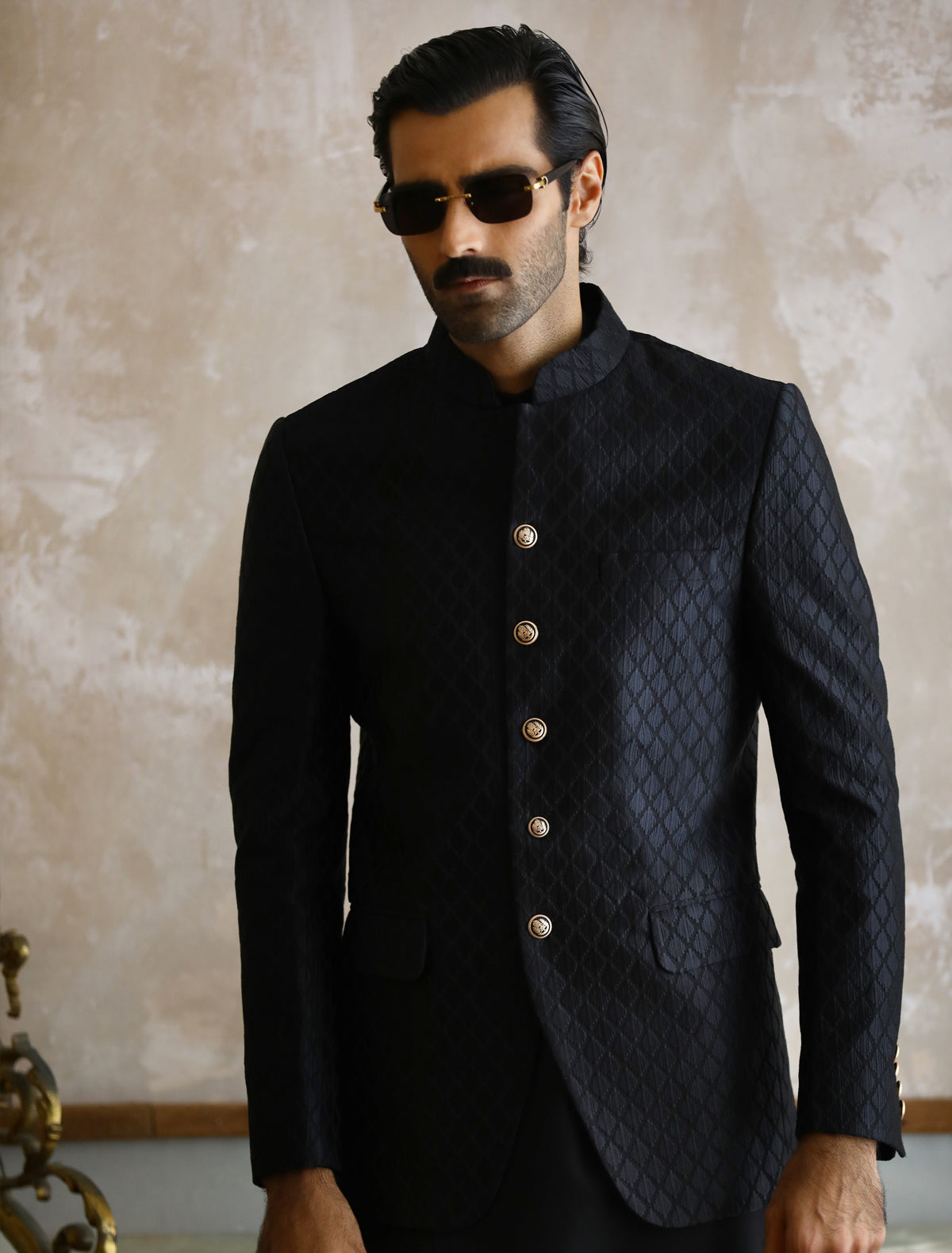 BLACK DIAMOND EMBROIDERED PRINCE COAT S Ismail Farid Pakistan black-diamond-embroidered-prince-coat-s-ismail-farid-pakistan