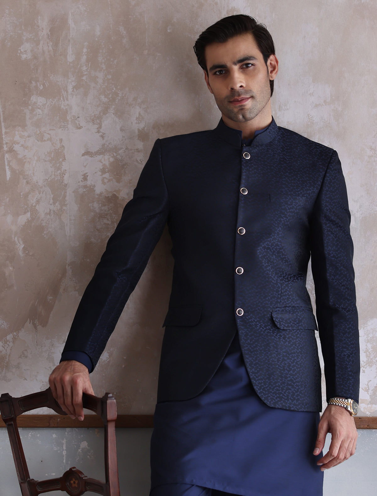 CLASSIC BLUE JACQUARD PRINCE COAT