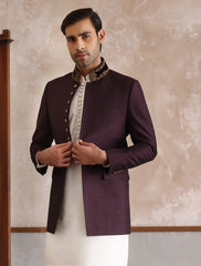 MAROON TWO TONE FRONT OPEN PRINCE COAT