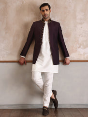 MAROON TWO TONE FRONT OPEN PRINCE COAT