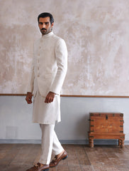 WHITE HEAVY EMBROIDERED PRINCE COAT-S