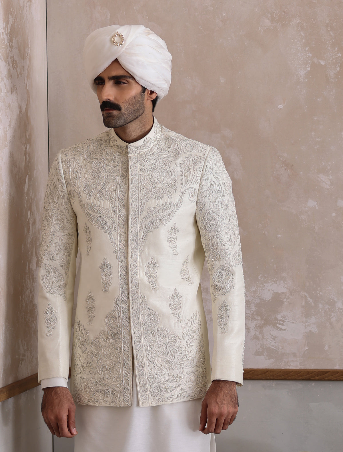 Limited Edition Prince Coat Crafted with Intricate Hand Embroidery-S