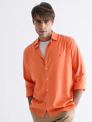ORANGE COTTON LINEN SHIRT